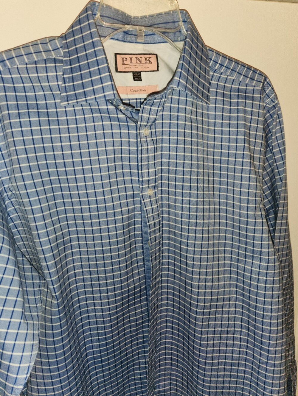 Thomas Pink Blue Men's Dress Shirt  16-1/2 - 35 EUC $42